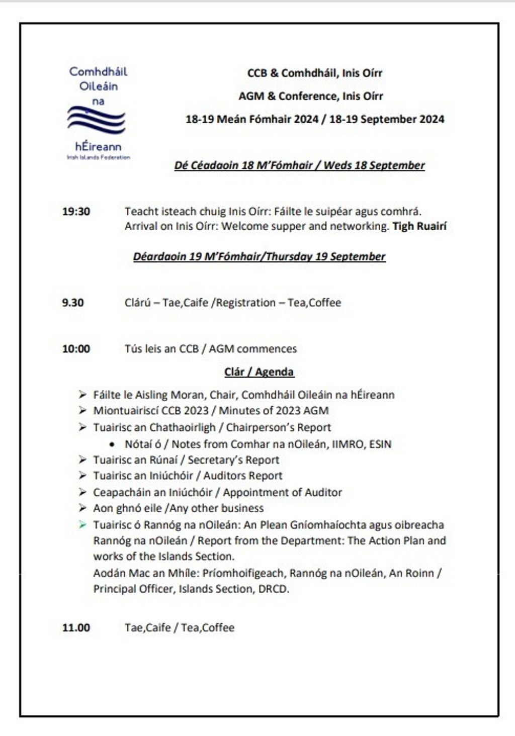 AGM & Comhdháil Oileáin na hÉireann