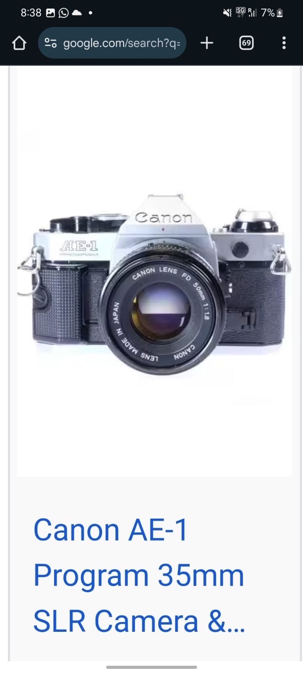 Canon AE1 camera missing 